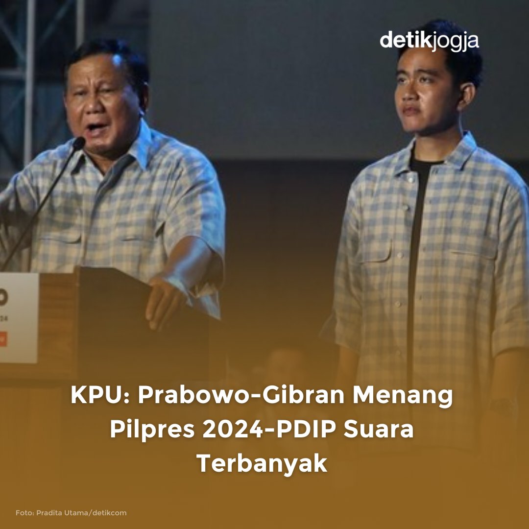 KPU secara resmi mengumumkan pasangan calon nomor urut 02, Prabowo Subianto-Gibran Rakabuming Raka sebagai pemenang Pilpres 2024 dengan perolehan suara 58,6%.

Cek visual di reply untuk melihat detail perolehan suara dalam Pileg dan Pilpres 2024.

#KPU #pilpres2024 #pileg2024