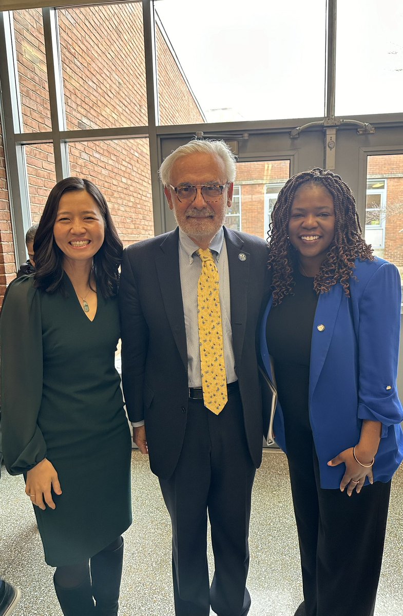 With the incomparables, Mayor of Boston Michelle Wu and Ruthzee Louijeune, President of the Boston City Council at the Joseph Lee School announcing another historic partnership between the City, BPS and UMASS Boston to support mental health services for BPS students.