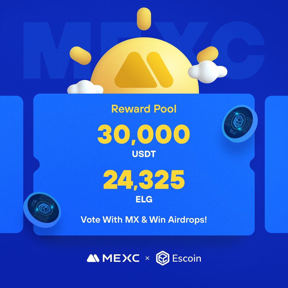 .<a href="/EsCoinICO/">EsCoin</a>, an innovative platform for business and banking, is coming to #MEXCKickstarter 🚀 

🗳Vote with $MX to share massive airdrops
📈 $ELG/USDT Trading: 2024-03-22 06:00 (UTC)

Details: mexc.com/support/articl…