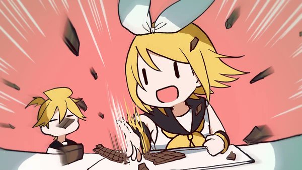 鏡音レン ,鏡音リン 「#うちの子教えてボカロP鏡音リンめちゃくちゃ元気。口がいつも開いてるなんでも言い」|和黄(わこ)のイラスト