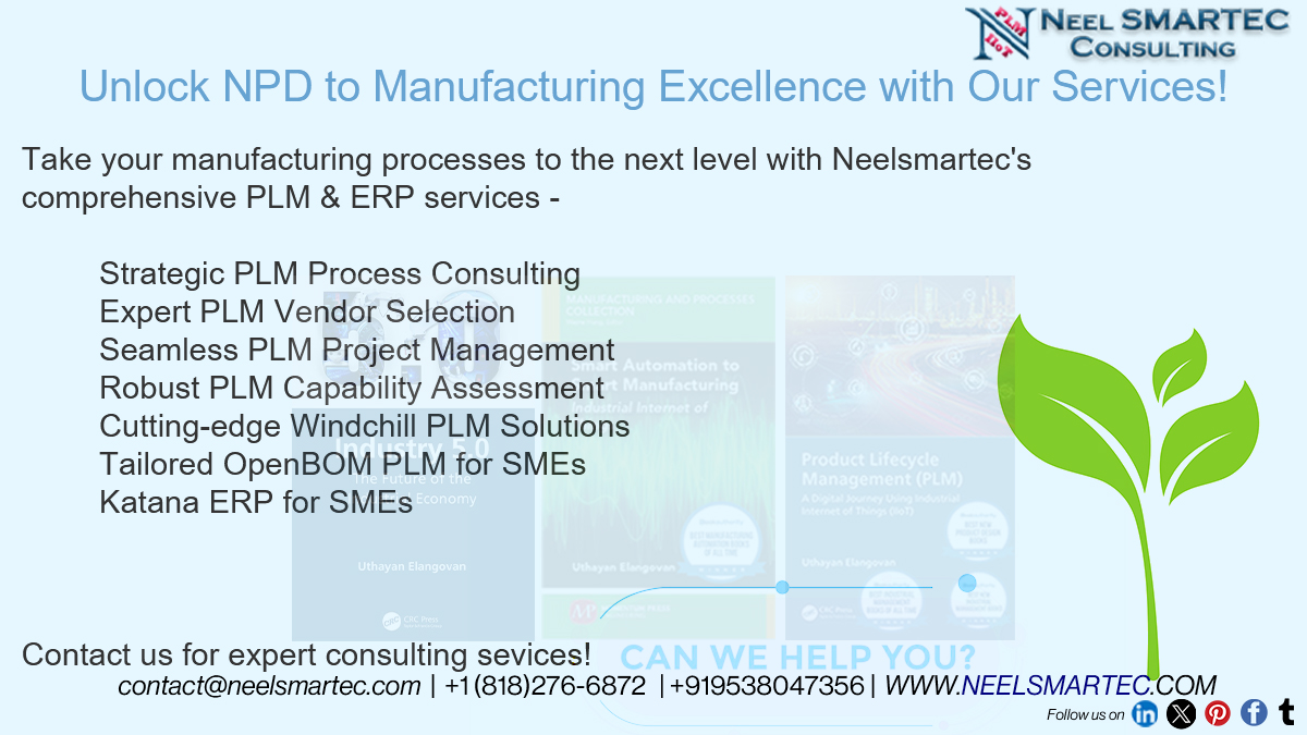 Transform your manufacturing processes with @Neelsmartec's cutting-edge #PLM and #ERP services. From #consulting to #implementation, we've got you covered every step of the way. Elevate your #business today! #Manufacturing #automation #PLM #ROI #ROV neelsmartec.com/services