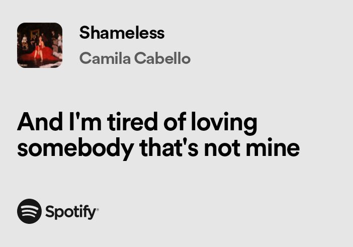 SmittenLyrics's tweet photo. Shameless - Camila Cabello
#CamilaCabello #SHAMELESS #music #quotes #lyrics #FYP https://t.co/DAdwi1PVon
