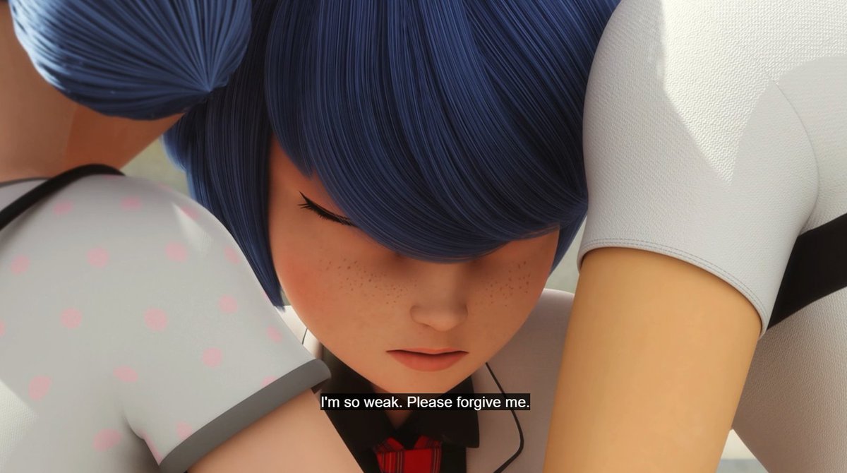 The weight of Kagami's emotions #MLBS5Spoilers #MiraculousLadybug. At the end of 'Protection', after Kagami realizes she made a terrible mistake by misjudging Marinette, believing Lila's lie that her friend was secretly a liar and manipulator, she breaks down, blaming herself 1/