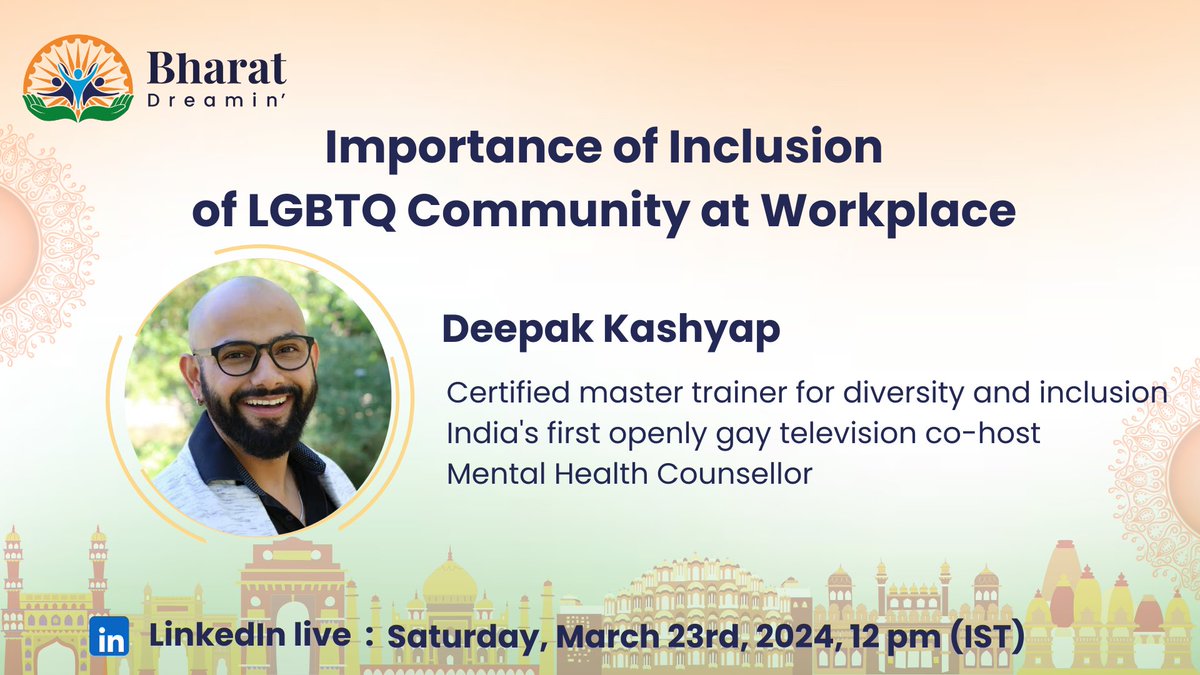 Join us for this LinkedIn Live discussion as Deepak delves into the important topic of 'Inclusiveness of LGBTQ at Workplace' 📅 Saturday, 23rd March, 2024 , 12 pm IST linkedin.com/feed/update/ur… #trailblazercommunity #BharatDreamin #salesforce #InclusionMatters