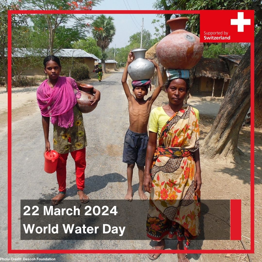 Promoting #WaterDiplomacy for sustainability! 🌊 The IWRM project in the Barind area, supported by 🇨🇭 for the past 12 years, ensured safe water access, benefitted thousands. Let's work together for a water-secure future! 💙#WorldWaterDay24 #SwissinBD