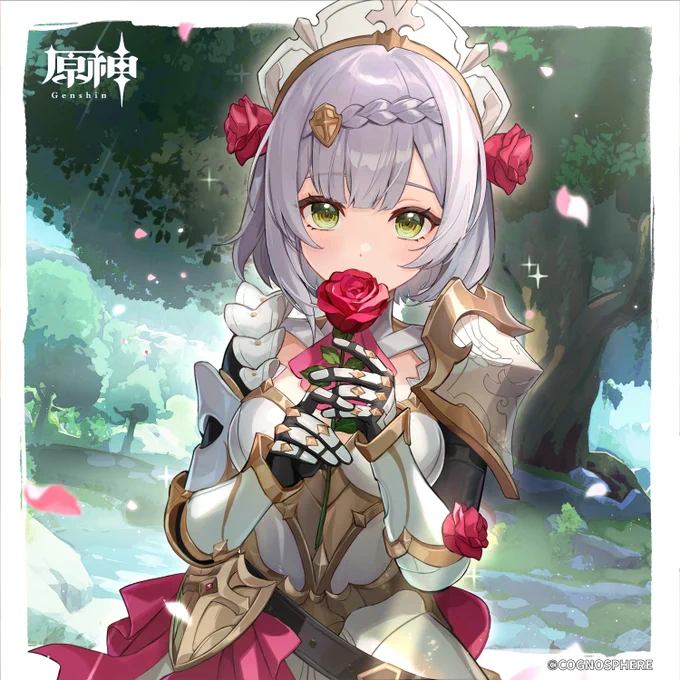 #原神_キャラ生誕祭【#ノエル生誕祭】お花を贈っていただき、ありがとうございます!何かお手伝いできることはありますでしょうか。最近、フォンテーヌスイーツの作り方をたくさん学びまして、たまに騎士団の皆さまにいつもと違う味を楽しんでもらえるよう振る舞っているんです。… 