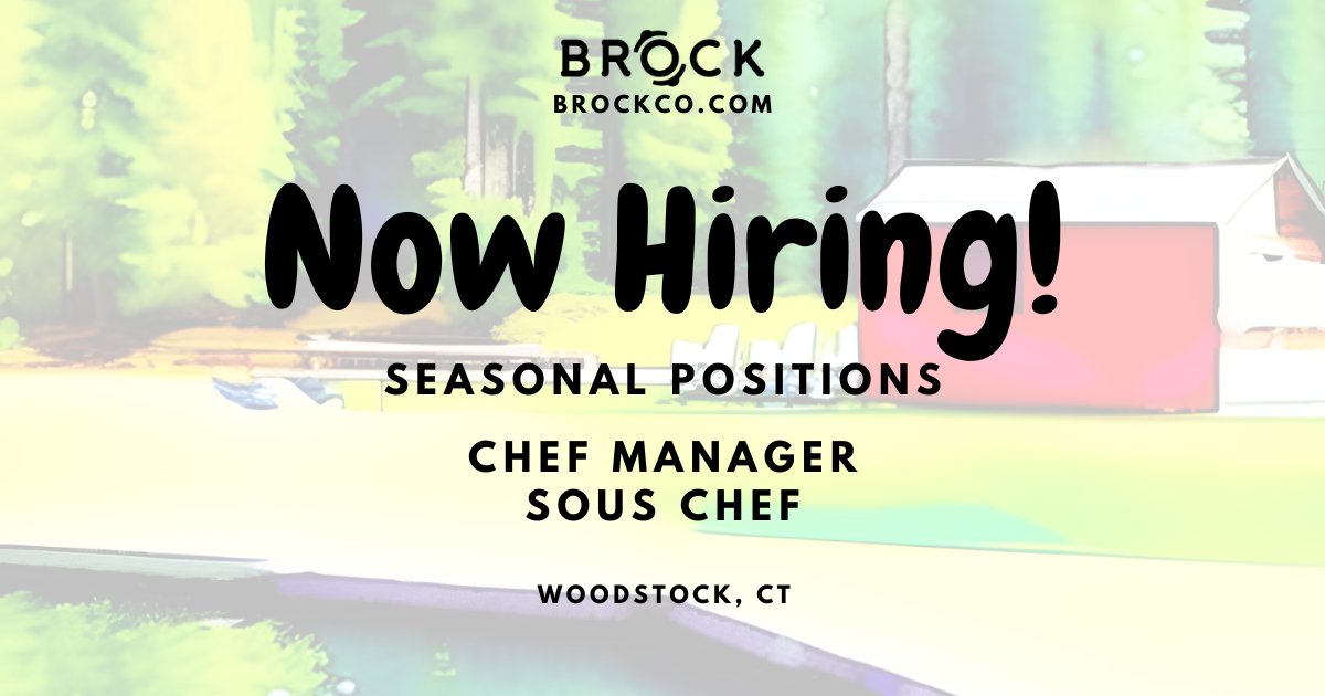 Are you looking for a seasonal culinary job in #WoodstockCT? Look no more; we have the job for you! These full-time positions are from mid-May through end of August. #Applytoday ecs.page.link/HYTu1 #Brockjobs #nowhiring #applynow #camplife