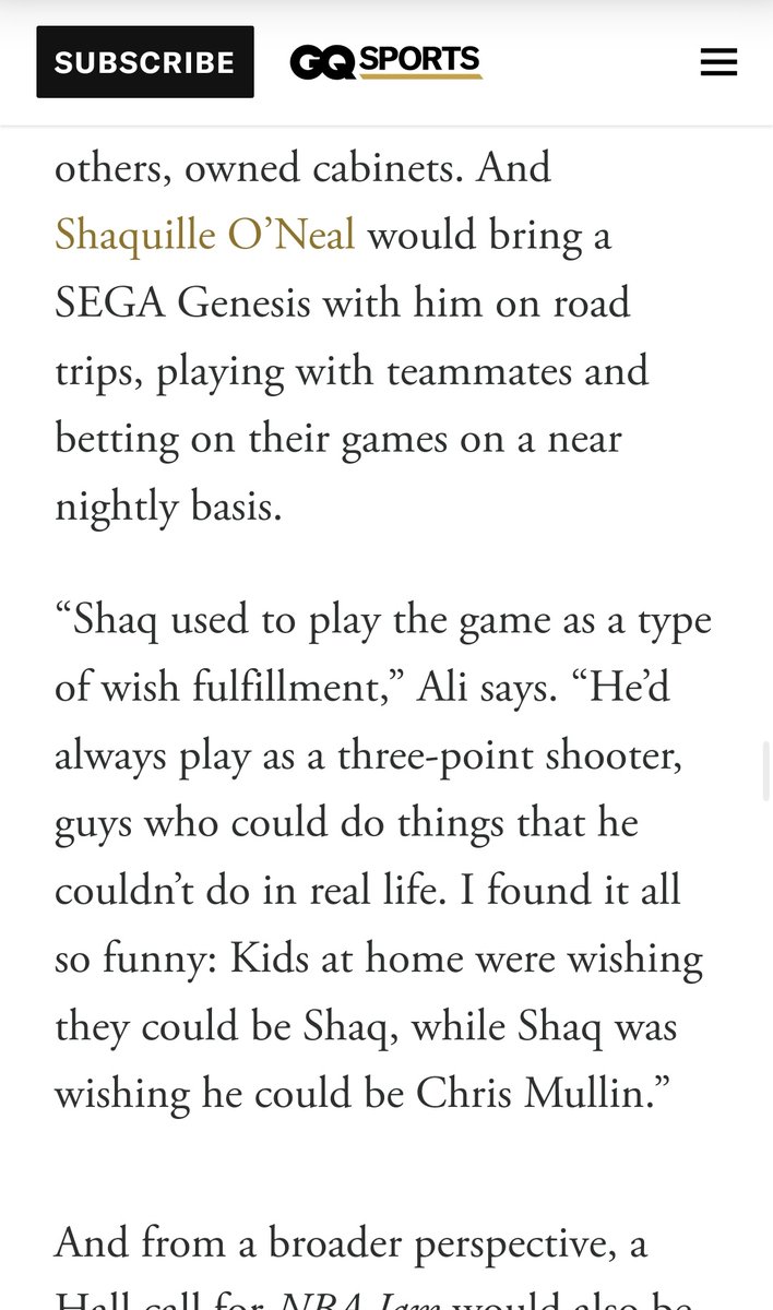 Incredibly psyched to share that NBA Jam (the book) was included in Gregory Leporati's terrific story about NBA Jam for <a href="/GQMagazine/">GQ Magazine</a> that just went live!!! What a cool opportunity.

NBA Jam absolutely deserves to be in the NBA Hall of Fame. And how is no one making a new NBA Jam??