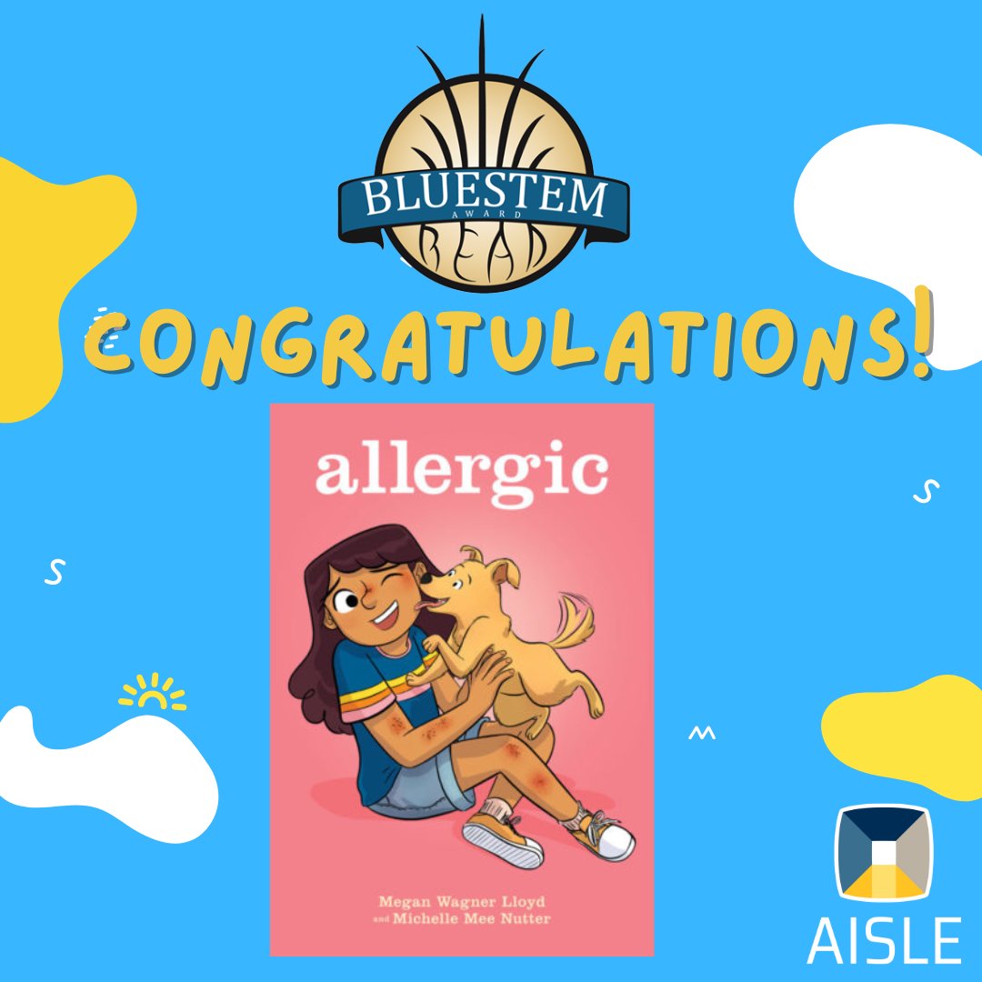 The @bluestemaward, a 3-5th grade award, went to Allergic written by Megan Wagner Lloyd & illus. by Michelle Mee Nutter with 3,343 votes followed by Chunky with 2,226 votes & Floating Field with 2,074 votes. Check our full announcement at bit.ly/24RCWinners. @AISLEd_org