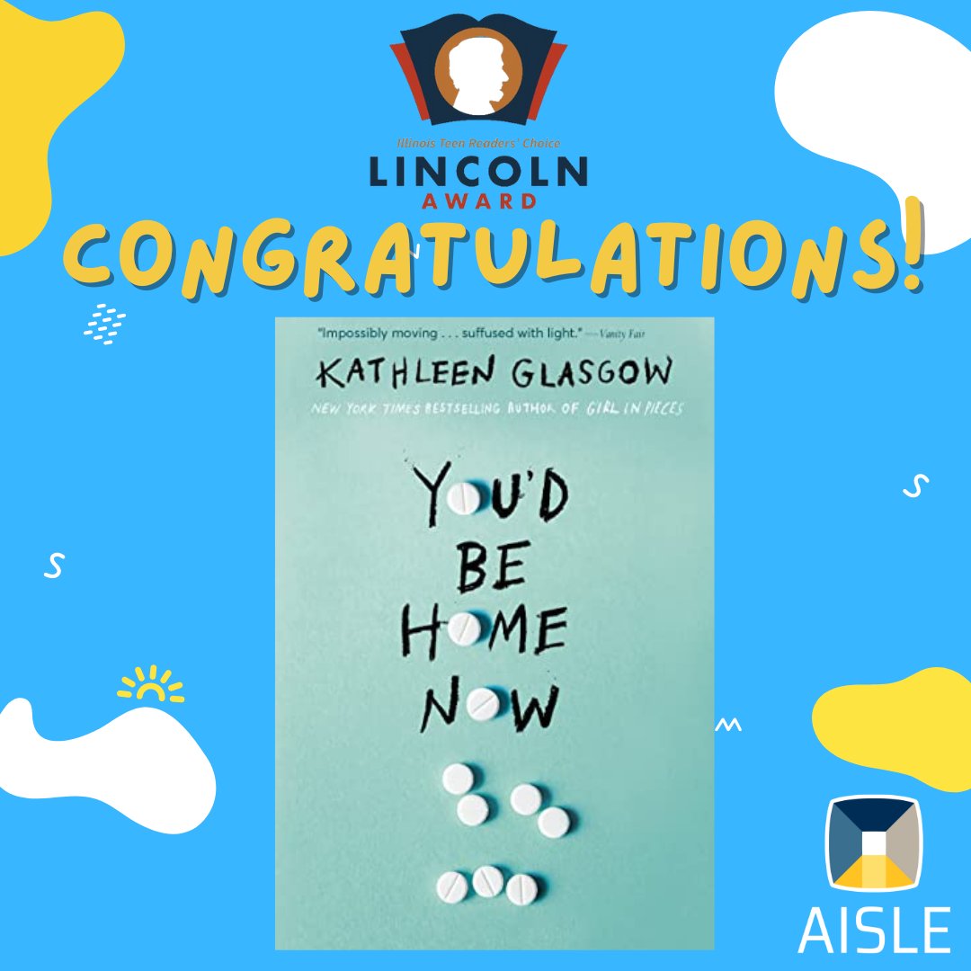 The Lincoln Award, a 9-12th grade award, was won by You’d Be Here Now written by Kathleen Glasgow with 97 votes, followed by Huda F Are You? and #murdertrending with 95 votes. Check our full announcement at bit.ly/24RCWinners. @LincolnAward @AISLEd_org