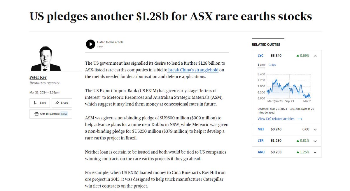 Its great to see the US pledging more funds to ASX rare earth company's... <a href="/IONIC_RE/">Ionic Rare Earths Limited</a> perhaps <a href="/timhorizonmet/">Tim Harrison</a>  is onto this...😀✅