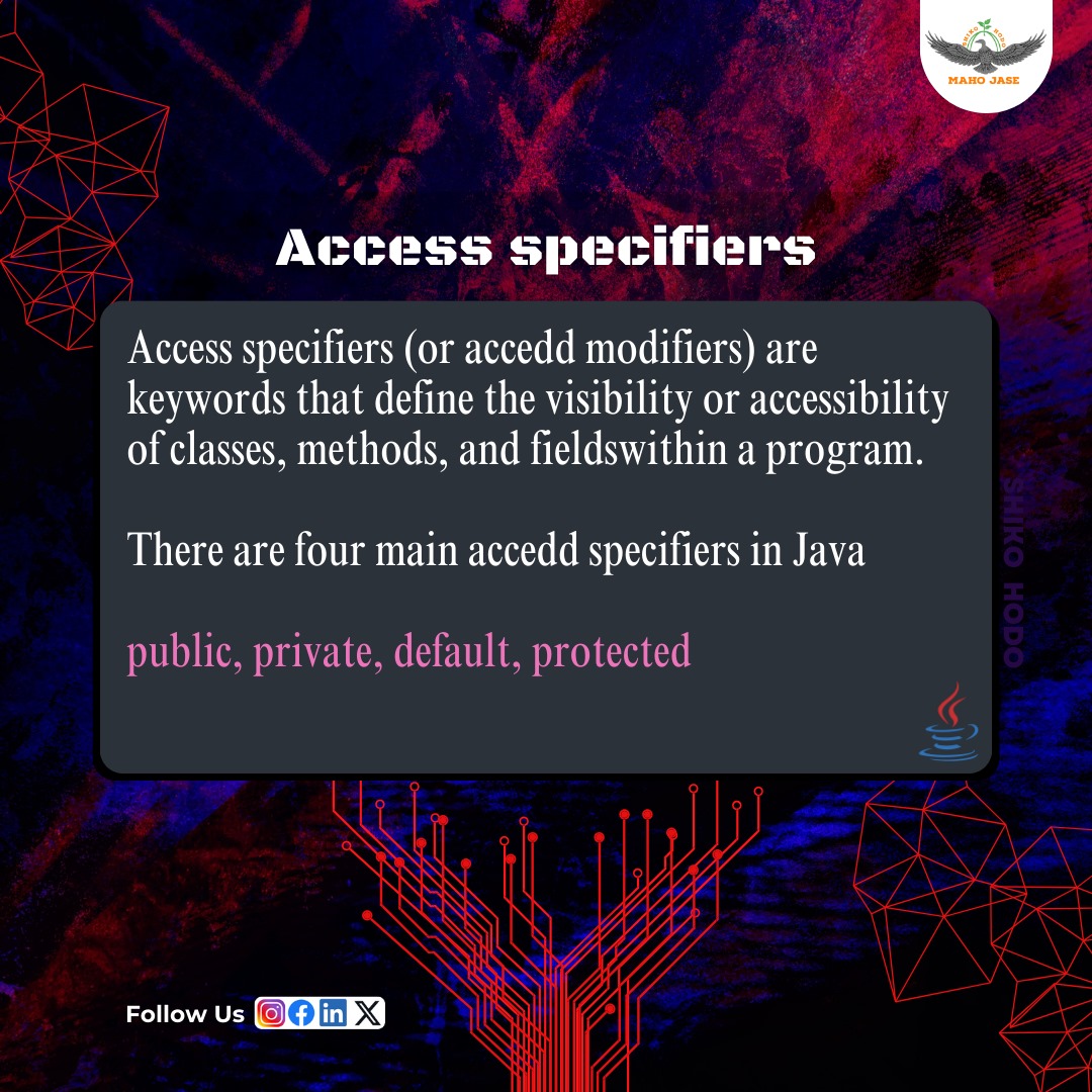 Tech Imbibing: Day 446
.
.
.
#AccessModifiers #JavaAccessControl #VisibilityModifiers #JavaEncapsulation #PublicAccess #ProtectedAccess #DefaultAccess #JavaModifiers #JavaSecurity #mjit #YourComprehensiveITPartner #mjit #knowmoreimbibingtechfacts #followus #learnandgrow