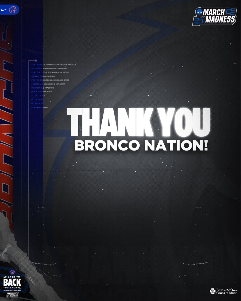 We couldn’t have gotten this far without you. From the bottom of our hearts, Thank you, Bronco Nation 💙 #BleedBlue x #UnbreakableCulture