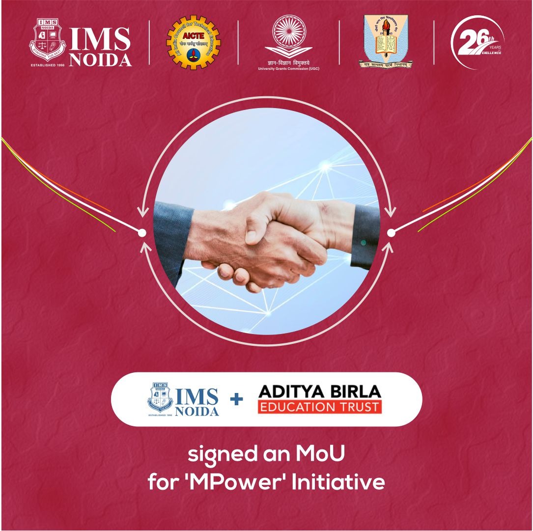 IMS Noida signed an MoU with Aditya Birla Education Trust for 'MPower' initiative. Together, we're on a mission to break the stigma around mental illness, spread awareness, and offer support to those in need. #IMSNoida #AdityaBirlaEducationTrust #MPowerInitiative #BreakTheStigma