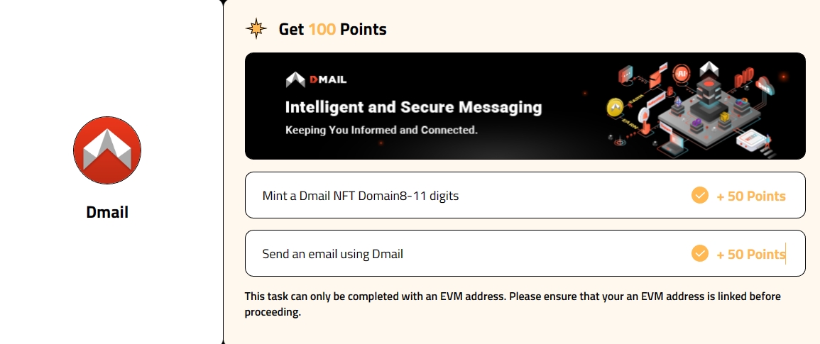 B² Network奥德赛关于Dmail任务教程：
<a href="/BSquaredNetwork/">B² Network | Scaling Bitcoin</a>更新了关于Dmail的任务，共100分
奥德赛是有代币激励的，所以还是要做
奥德赛地址：task.bsquared.network/leaderboard?co…
教程开始：