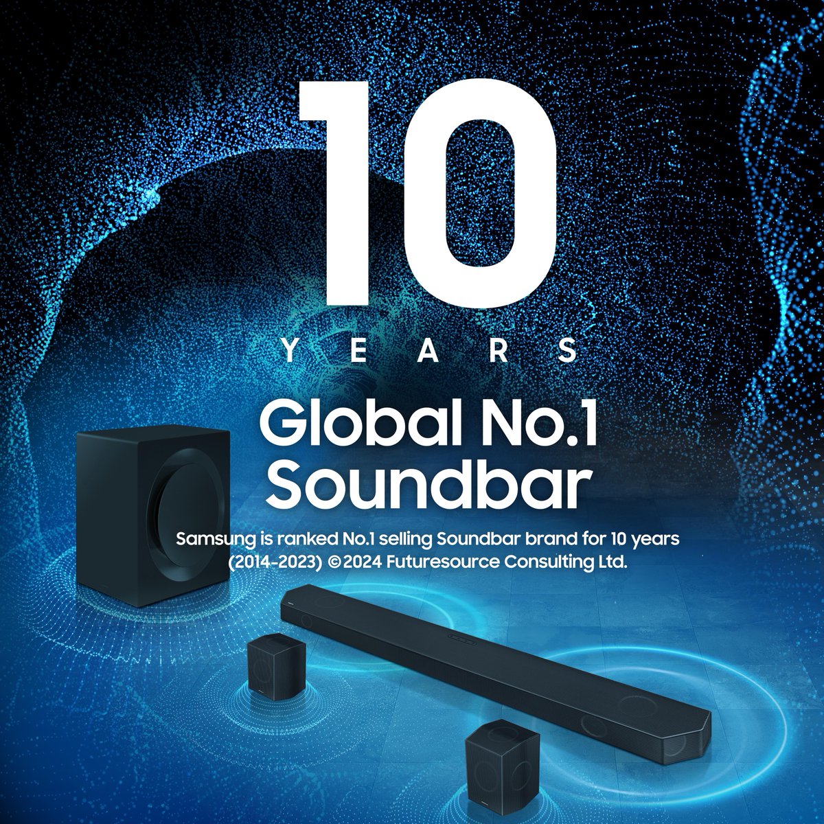 Celebrating 10 consecutive years of being the Global No. 1 selling soundbar brand ranked by Futuresource Consulting Ltd., Find out more at smsng.co/audio #SoundBar #NeoQLED #SoundsWowTogether #Samsung