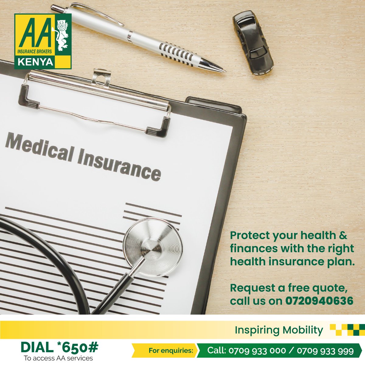 Protect your health and finances with the right health insurance plan. Request a free quote from AA Insurance Brokers, call us on 0720940636/0709933000
#AAIBCares