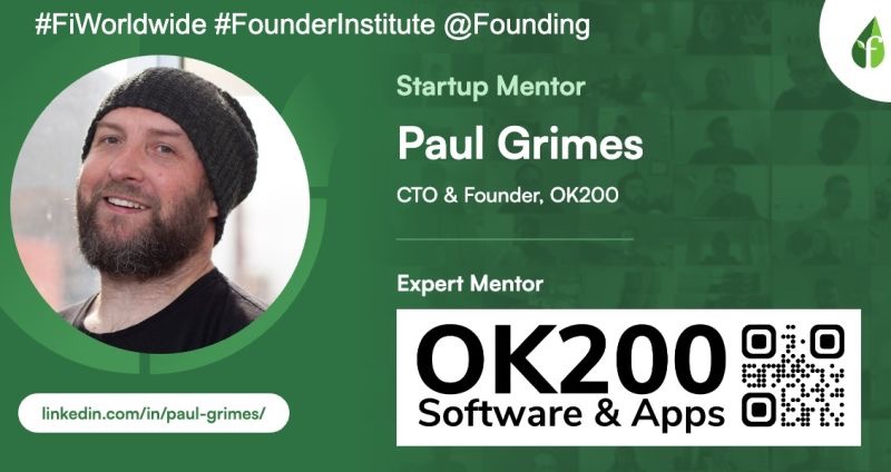 Congratulations @paulgrimes_ Paul Grimes #CTO & #Founder of #OK200 for being our top-rated #mentor for @founding Founder Institute #Australia #NewZealand with his generous, selfless, constructive, and deeply insightful #mentorship feedback/guidance #FounderInstitute #startupAUS