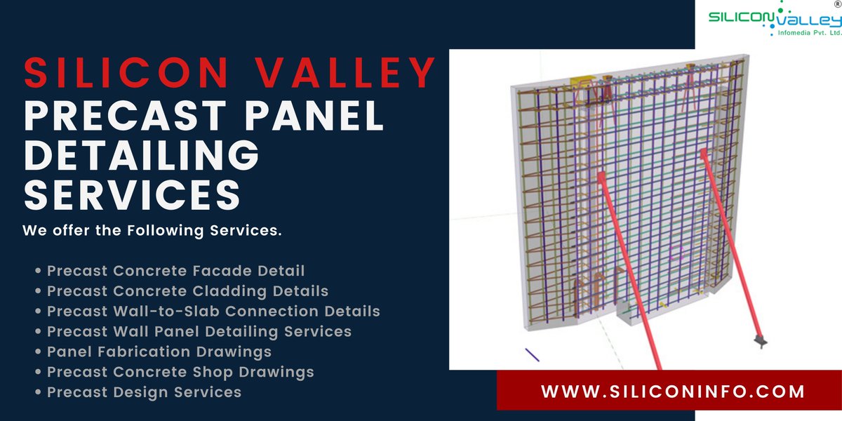 silicon_ltd's tweet photo. Silicon Valley Infomedia is a seasoned Precast Detailer bringing over 16 years of industry experience and is renowned for its excellence in Precast Panel Detailing Services. #precastpaneldetailing #precastdetailing #tekla #revit #autocad
➡️https://t.co/VR8G8HhFZ9 https://t.co/X2ZVSdd4LE