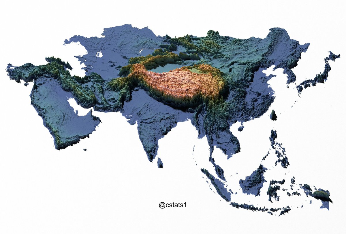 Topographic Map of Asia