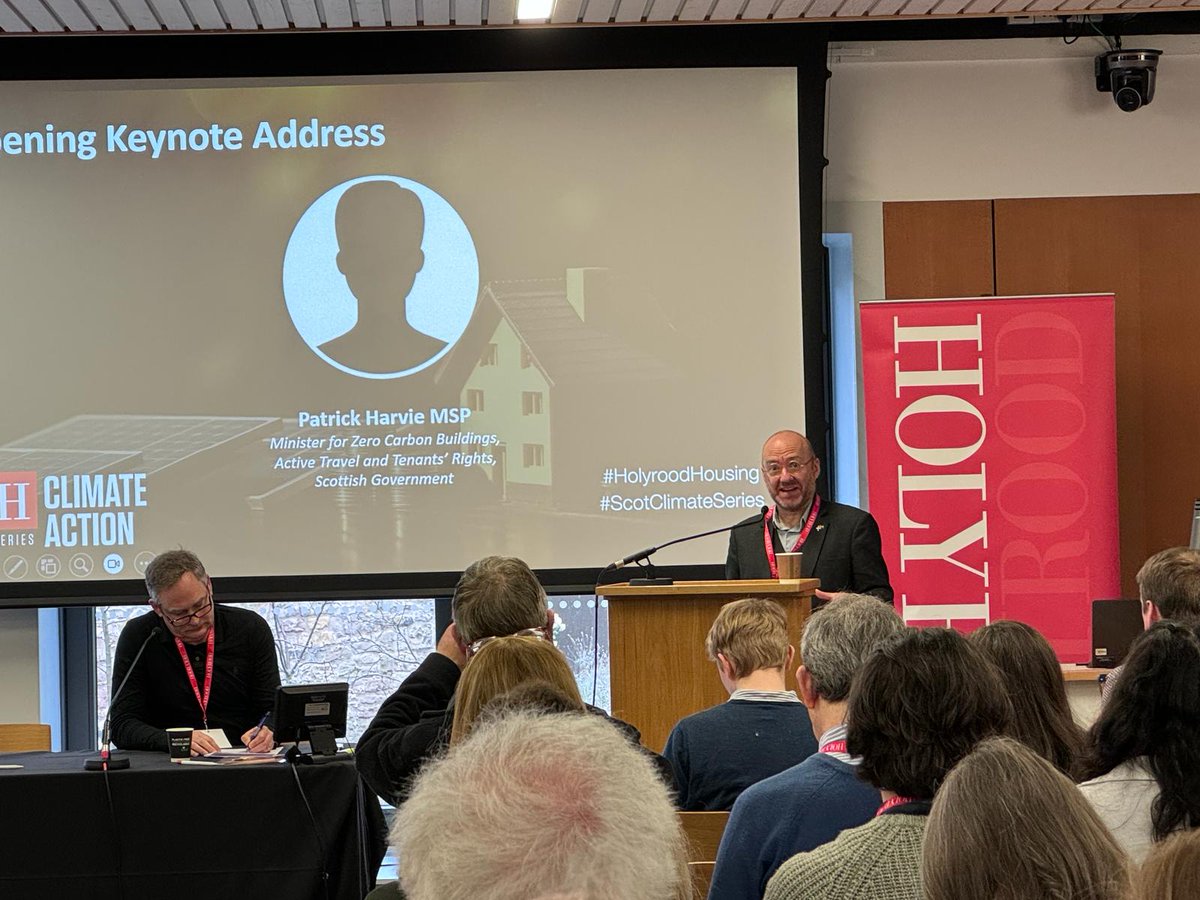 So pleased to be joined by @patrickharvie, Minister for Zero Carbon Buildings, Active Travel and Tenants' Rights from @ScotGov for our opening keynote. You can read our full programme here: bit.ly/49GRZYm #HolyroodHousing #ScotClimateSeries
