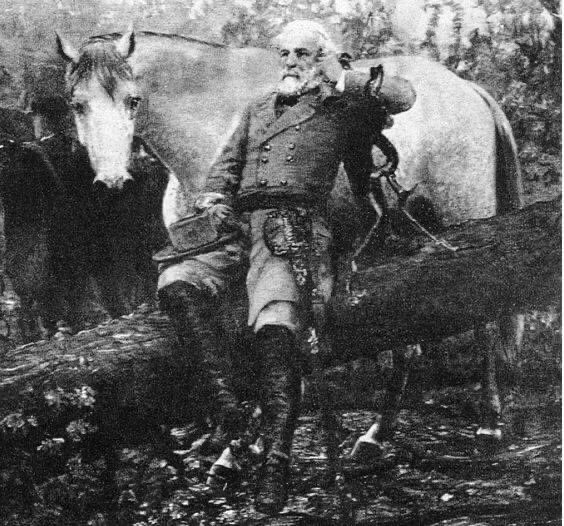 Rare photo of Confederate commander, Robert E. Lee (and Traveler), looking tired, muddy & miserable