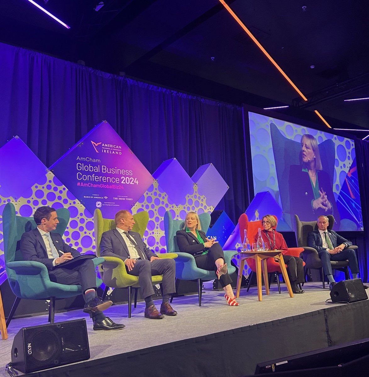 A pleasure to attend the <a href="/AmericanChamber/">American Chamber</a> Global Business Conference yesterday in Croke Park &amp; to hear from leaders inc. Marjorie Chorlins about Ireland’s role in supporting business &amp; #FDI into the future #AmChamGlobalBiz24