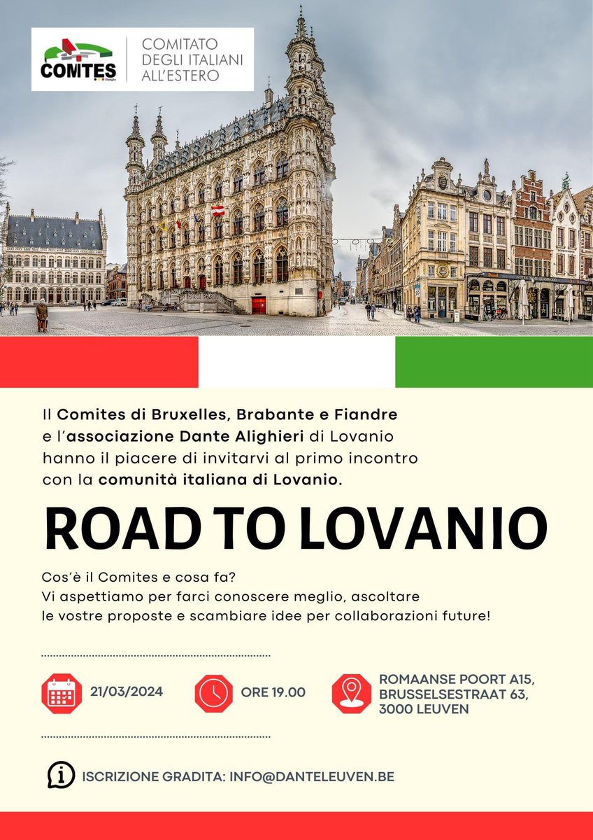 Stasera saremo a Lovanio con @la_dante di Leuven 
Vi aspettiamo!
 #lovanio #infocomites #ComunitàItaliana #Bruxelles #Brabante #fiandre #Belgio #italianiallestero #comites #italianinelmondo