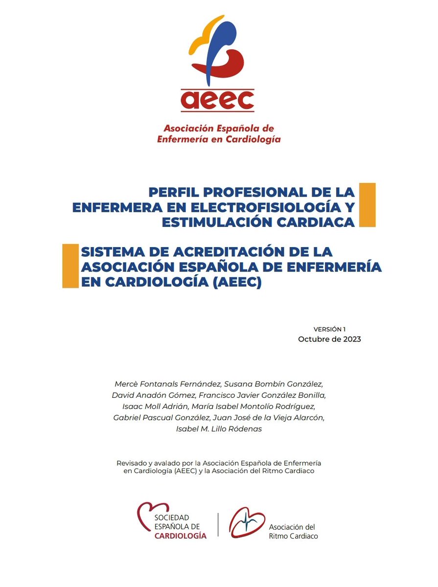 📣 Enhorabuena a @fontanalsmerce @ESTIMULACIONyA1 #David Anadon #Frco J. Glez @isaacmolladrian #M.Isabel Montolio #Gabriel Pascual #Juan J. de la Vieja @imlillo Por este valioso documento de perfil en Electrofisiología y Estimulación Cardiaca enfermeriaencardiologia.com/electrofisiolo…