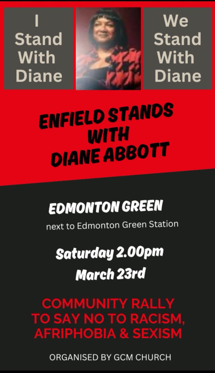 NEW: A second community rally in support of @HackneyAbbott will take place in Enfield, north London, on Saturday. Pull up if you can!!! ✊🏾✊🏿✊🏽✊🏼 I’ve been told there will be several high-profile guest speakers at this event.