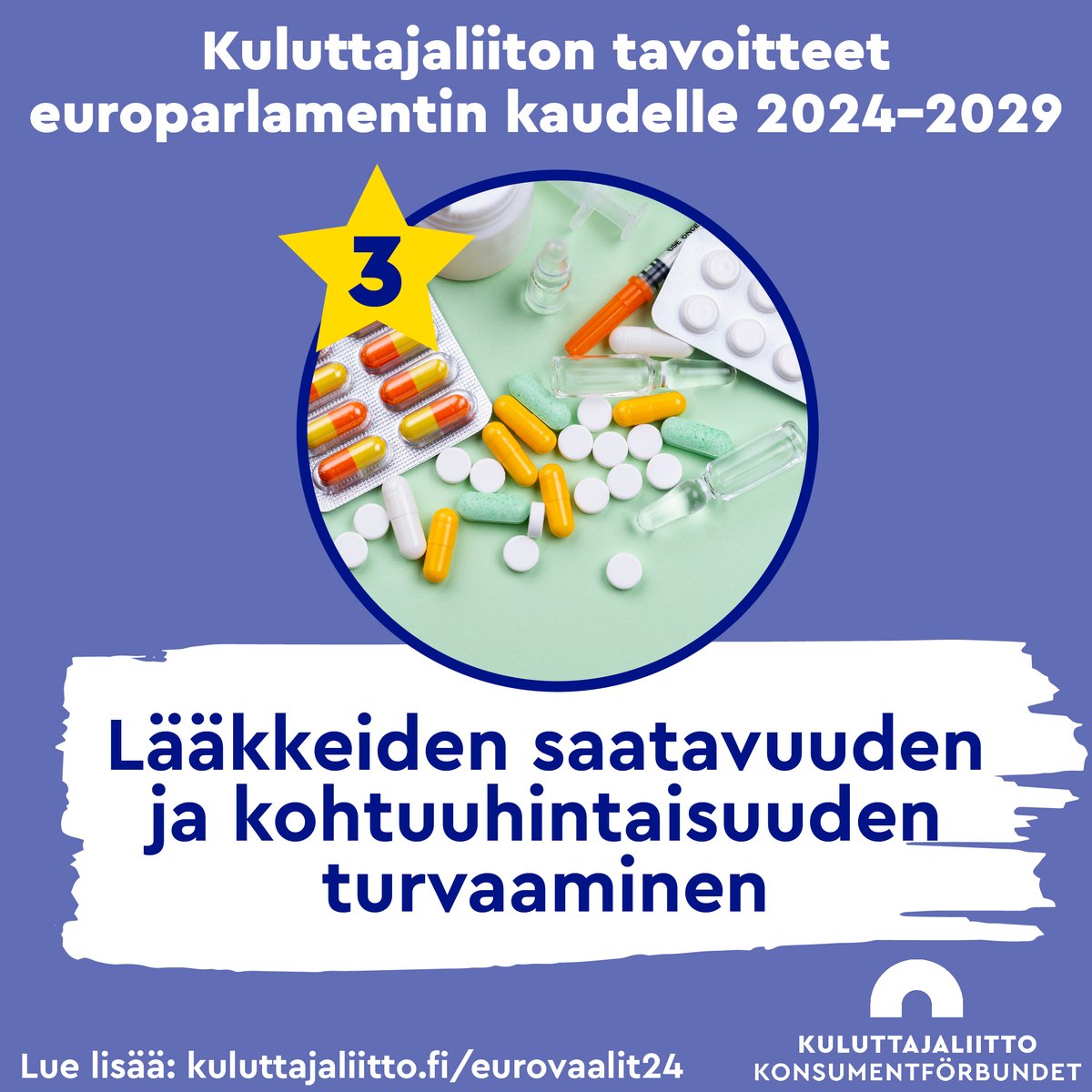 #Eurovaalit tulevat 9.6.! Kuluttajaliiton kärkitavoitteet uudelle europarlamentin kaudelle:

⚖Kuluttajien oikeuksien vahvistaminen
💻Turvallinen ja reilu digitaalinen ympäristö
💊Lääkkeiden saatavuuden ja kohtuuhintaisuuden turvaaminen

Lue lisää: kuluttajaliitto.fi/eurovaalit24