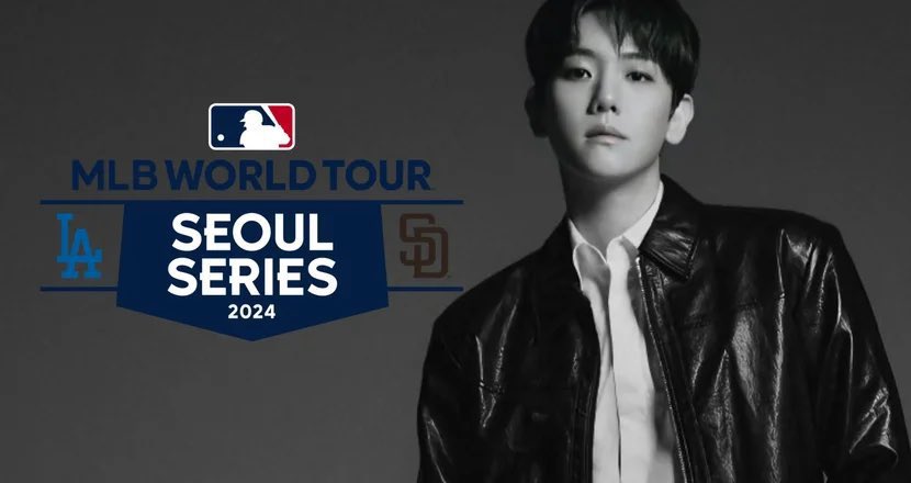baekhyuntown's tweet photo. MLB 월드투어 서울 시리즈 2024 2차전

SD 파드리스 VS LA다저스 

🔸양팀 선수 소개 이후 백현 국가 제창 예정 
🔸중계 - 쿠팡플레이

#백현 #BAEKHYUN @B_hundred_Hyun @BAEKHYUN_INB100 https://t.co/K6ve7pxDxx