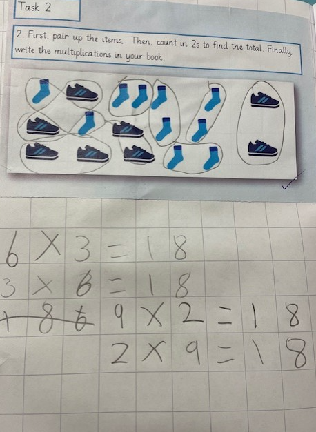 WhitewaysY2's tweet photo. Miss Milner's Maths group have been working hard on their multiplication this week. Look at this neat writing! https://t.co/l2kjjDLC0s