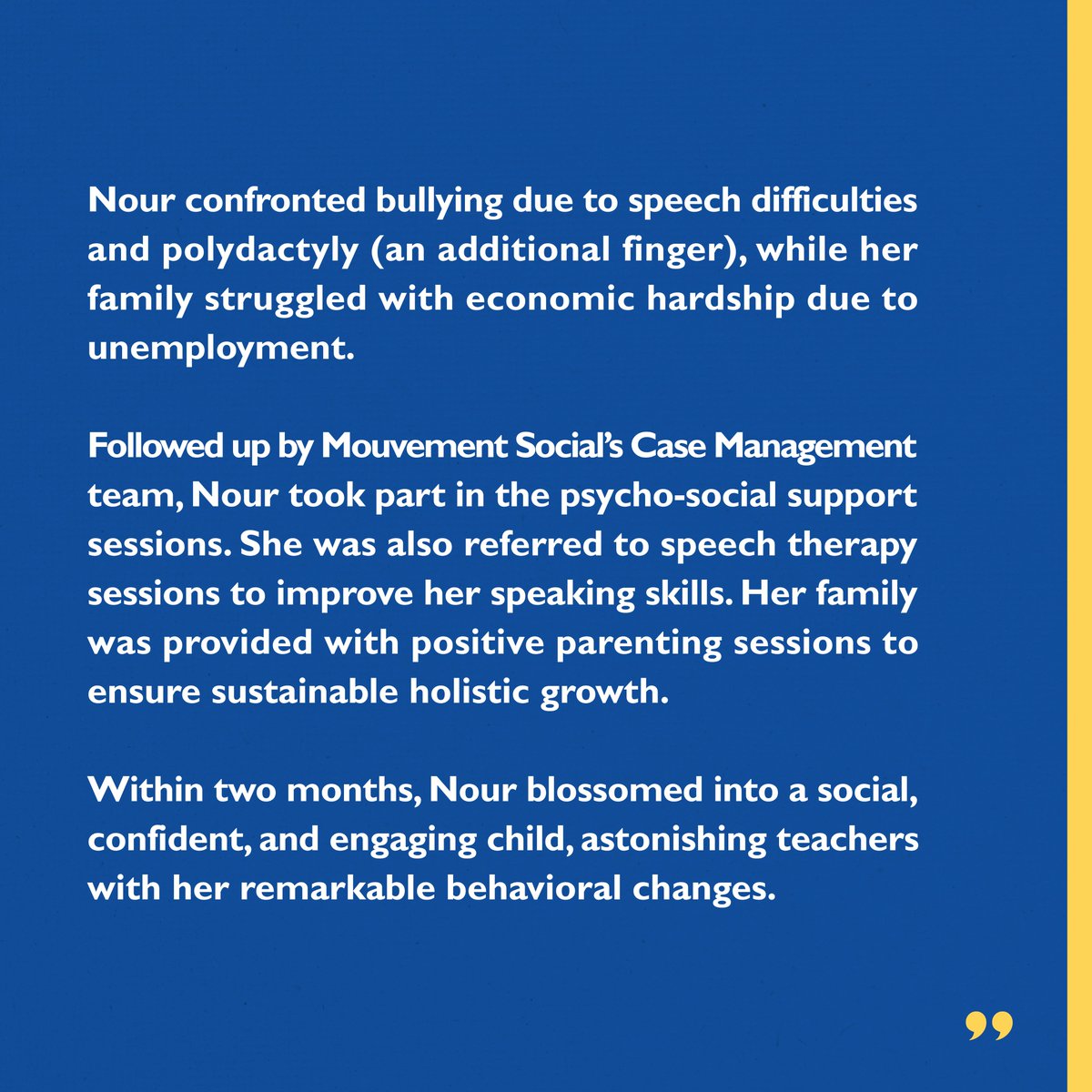 Nour’s (Alias Name) journey showcases the transformative power of tailored interventions. It reflects hope and inspiration and underlines the importance of strategic actions in overcoming challenges. Funded by: @eu_echo Implemented by: @FondazioneAVSI @tdhitalylebanon