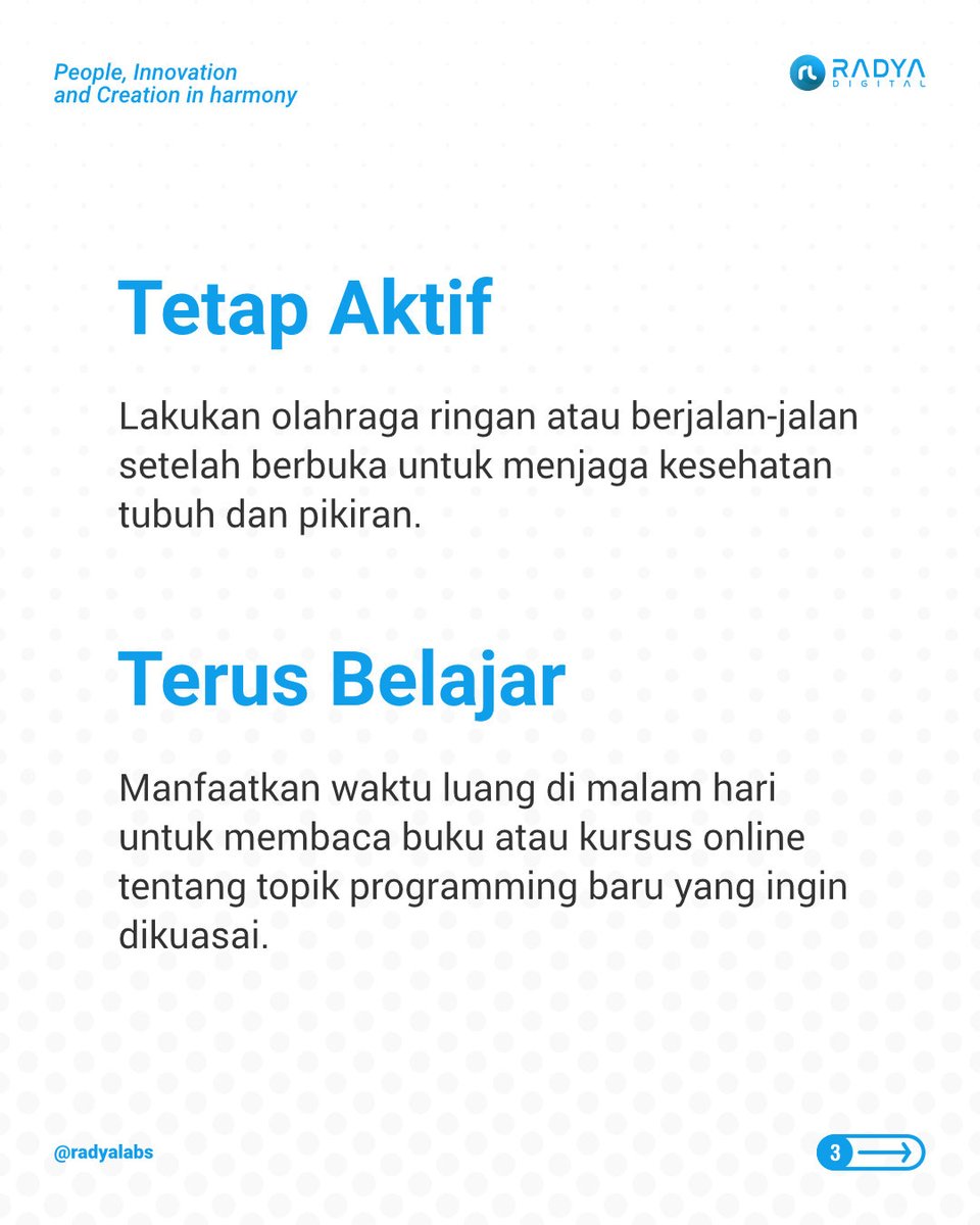 Bulan Ramadhan bukanlah penghalang untuk menjadi programmer yang produktif! ✨💻

#radyadigital #digitaltransformationpartner #ramadhan