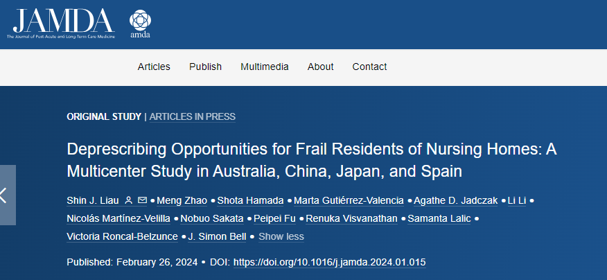 Shin Liau (@shin_liau) on Twitter photo Our new #agedcare study in <a href="/JAMDAcom/">JAMDA</a> on #Deprescribing Opportunities for #Frail Residents of #NursingHomes in 🇦🇺🇨🇳🇯🇵🇪🇸
<a href="/CentMedUseSafet/">CMUS</a> <a href="/MIPS_Australia/">Monash Institute of Pharmaceutical Sciences</a> <a href="/HRM_MIPS/">Her Research Matters</a> <a href="/martinezvelilla/">Nicolas Martínez Velilla</a> <a href="/martaguva13/">Marta Gutierrez</a> <a href="/VictoriaRoncal/">Victoria Roncal</a>
authors.elsevier.com/a/1indD5QyCqJ%… Our new #agedcare study in <a href="/JAMDAcom/">JAMDA</a> on #Deprescribing Opportunities for #Frail Residents of #NursingHomes in 🇦🇺🇨🇳🇯🇵🇪🇸
<a href="/CentMedUseSafet/">CMUS</a> <a href="/MIPS_Australia/">Monash Institute of Pharmaceutical Sciences</a> <a href="/HRM_MIPS/">Her Research Matters</a> <a href="/martinezvelilla/">Nicolas Martínez Velilla</a> <a href="/martaguva13/">Marta Gutierrez</a> <a href="/VictoriaRoncal/">Victoria Roncal</a>
authors.elsevier.com/a/1indD5QyCqJ%…