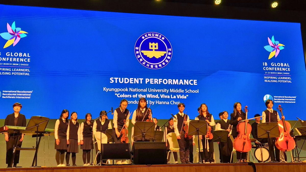 iborganization's tweet image. Our students always amaze us with their talents! Thank you to @ISBLearning, @SFS1912 and Kyungpook National University Middle School students for welcoming us to our #IBGC2024 Day 1 opening session with your moving performances. 👏