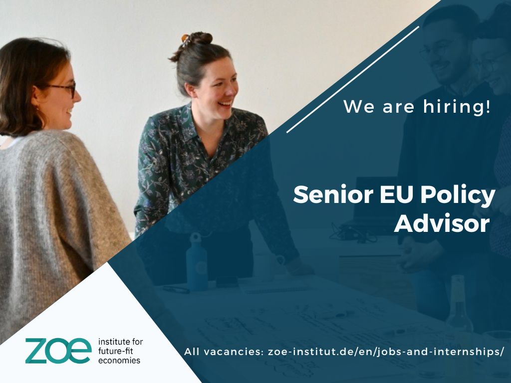 Still time to apply 👇👇👇 🔎 We're looking for a Senior EU Policy Advisor! Are you passionate about future-fit economies and want to become part of an impact-driven team? Apply now at: zoe-institut.de/en/jobs-and-in… #TeamZOE #EUPolicy #BrusselsJobs #job #Brussels