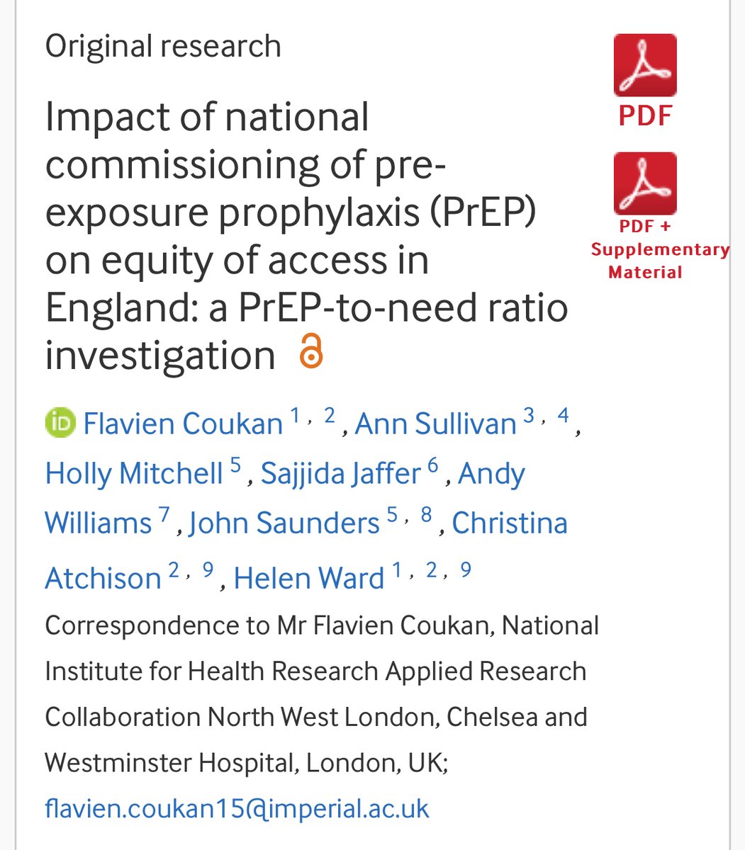 📢 Thrilled to announce the latest publication of my PhD in <a href="/STI_BMJ/">STI_BMJ</a>, exploring the impact of PrEP commissioning on equity of access in England. Dive into our findings with us! 🧵 #PrEP #HIVEquity 
 
sti.bmj.com/content/early/…