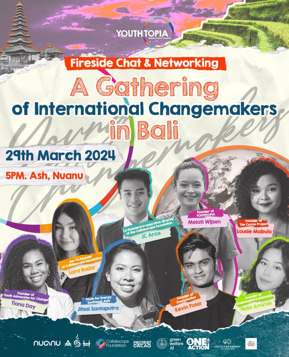 International #changemakers gathering and workshop next Friday in #bali #indonesia 🇮🇩 #youthaction #EnergyTransition @youthtopiaworld @oneupactioninc @yafchange @Collidescopeio @LouiseMabulo