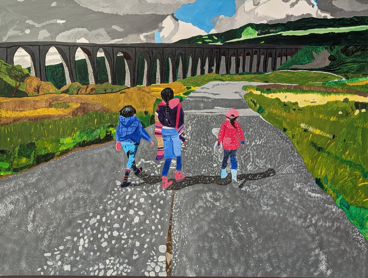 Come and see the beautiful artwork by Ellen Prebble on show in our new exhibition.

Children and Viaduct, Acrylic on canvas, 2018

#EllenPrebble #ProjectartWorks
