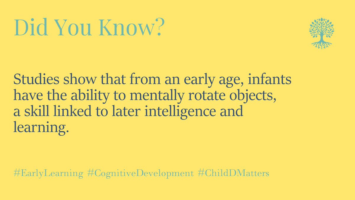 Studies show that from an early age, infants have the ability to mentally rotate objects, a skill linked to later intelligence and learning. #EarlyLearning #CognitiveDevelopment #ChildDMatters 1/5