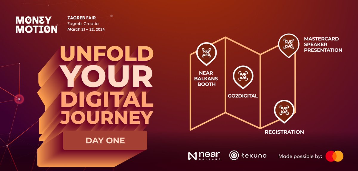 Tekuno (@tekunoapp) on Twitter photo Today is the day!
Unfold your digital journey at <a href="/MoneyMotionXYZ/">Money Motion</a>, collect the PODs and get a chance to win awesome rewards🚀
POD locations📍
⛳️Entry
🎙️Mastercard speaker's presentation
🏦Go2Digital
♾ NEAR booth
#MoMo24 #Web3 #NEARProtocol Today is the day!
Unfold your digital journey at <a href="/MoneyMotionXYZ/">Money Motion</a>, collect the PODs and get a chance to win awesome rewards🚀
POD locations📍
⛳️Entry
🎙️Mastercard speaker's presentation
🏦Go2Digital
♾ NEAR booth
#MoMo24 #Web3 #NEARProtocol