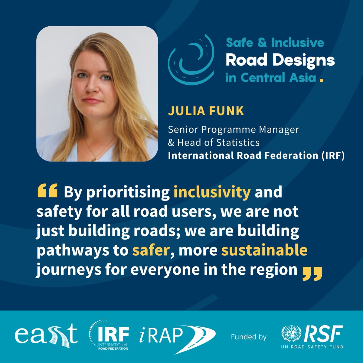 #SafeRoads4CAREC 🚸 The IRF is enhancing road safety in Central Asia together with @EASSTransport, @iRAPSavingLives, and the @UNESCAP, supported by the @UN_RSF. 👉 Read more: buff.ly/3IrYOkM