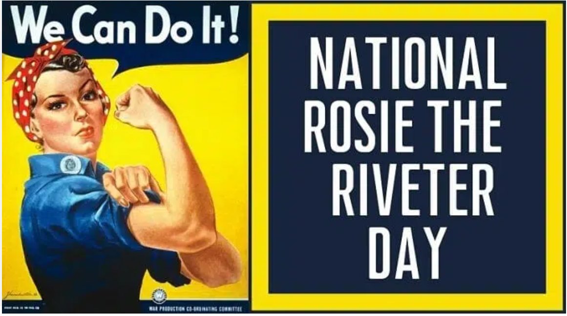 Today is Rosie the Riveter Day. It is an observation honoring the hard work and sacrifices American women made in the workplace during World War Two. Read more about it here: bit.ly/3XkRTzk