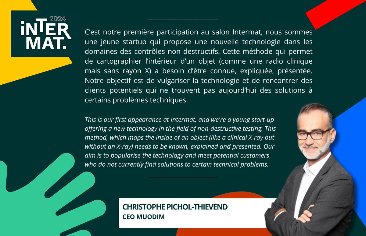 #INTERMATParis 2024 : Focus sur le Village Start-Up ! 🚀  Solutions innovantes, nouvelles technologies et pratiques de demain sont au rendez-vous ! 🏗️💡  

Retrouvez le témoignage de Christophe Pichol-Thievend, CEO de MUODIM ⤵️

🎟️ url-r.fr/XGwNT