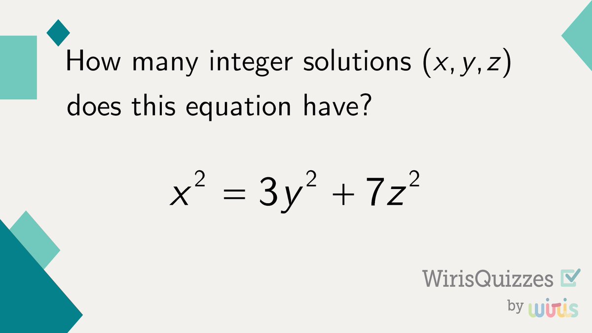 Here's an equation that will put your problem-solving skills to the test: How many integer solutions does it have? Could it be 0, 1, or even... infinite? 🤔🔢 #WirisQuizzes #mathquiz #mathproblem #mathexercise #problem #MathType #math #mathematics #geometry #STEM