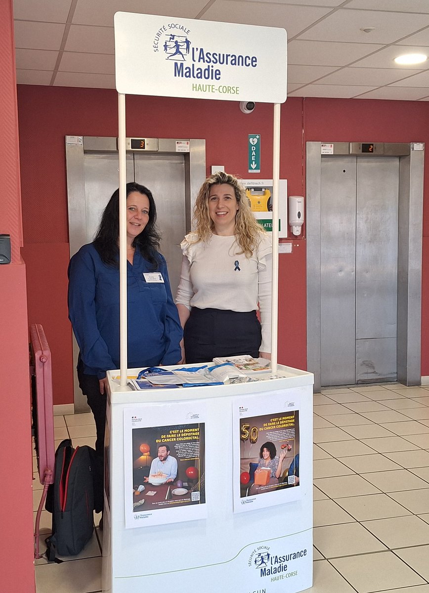 #DépistageCancerColorectal Venez rencontrer les équipes de @Cpam2B pour vous informer sur le cancer colorectal, obtenir votre kit de dépistage et des conseils nutritionnels adaptés. 📍RDV aujourd’hui dans le hall de notre agence de Bastia, 5 avenue J. Zuccarelli