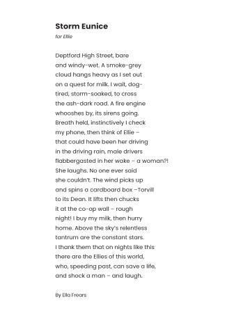 LondonFire's tweet image. On #WorldPoetryDay we're sharing a poem by @EllaFrears written for Firefighter Ellie Voce that recalled the events of #StormEunice in 2022

The poem was part of a wider project by @lailanadia celebrating  stories of amazing women in #Lewisham ©Damian Wilk orlo.uk/r46wo