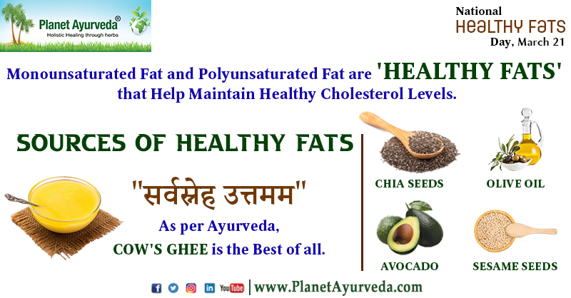 National Healthy Fats Day - March 21
#NationalHealthyFatsDay #HealthyFatsDay #HealthyFats #Fats #HealthyCholesterol #LDL #HDL #GoodCholesterol #BadCholesterol #MonounsaturatedFat #PolyunsaturatedFat #UnhealthyFats #HealthyFatSources #SourcesOfHealthyFats #HeartHealth #CowGhee